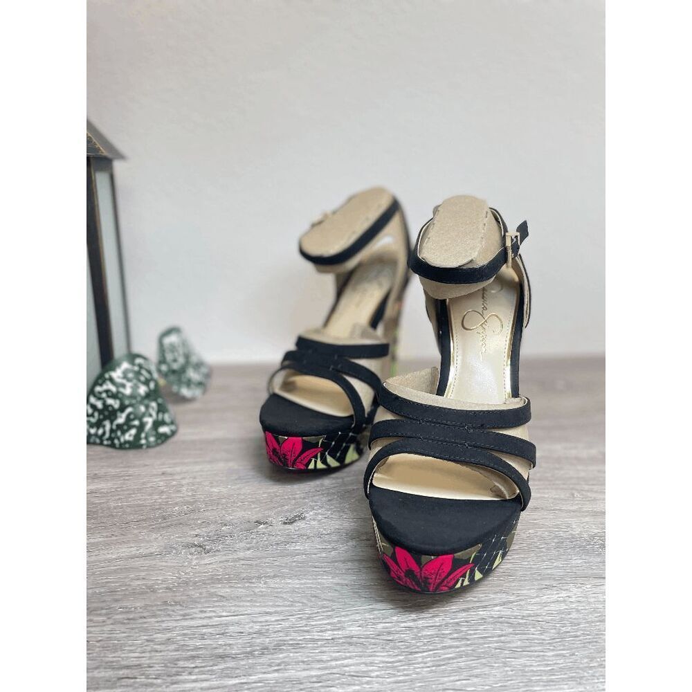 Jessica Simpson Women's Balina3 Dress Sandals - Black Floral 6M